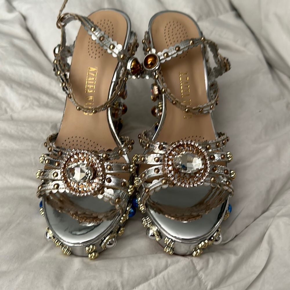 Azalea Wang platform jeweled sandals